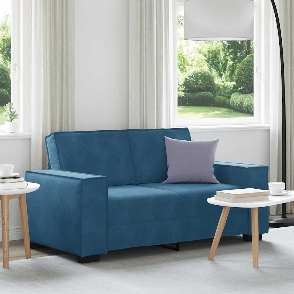 Canapé à 2 places Bleu 120 cm Velours