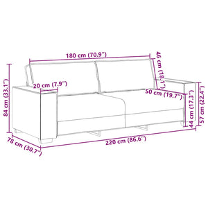 Canapé à 3 places Gris clair 180 cm Velours