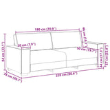 Canapé à 3 places Gris clair 180 cm Velours