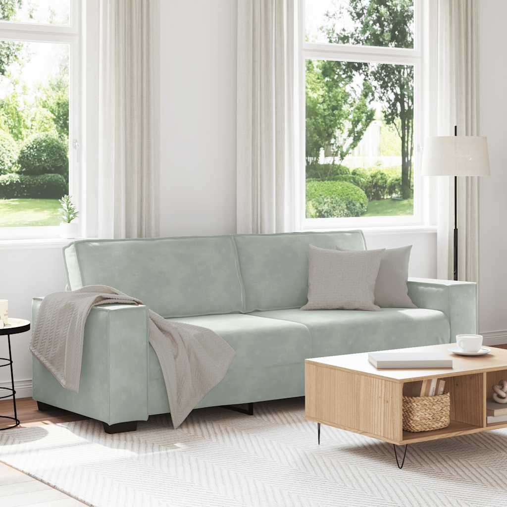 Canapé à 3 places Gris clair 180 cm Velours