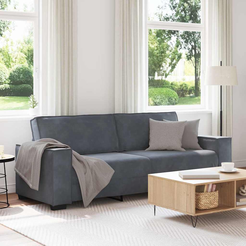 Canapé à 3 places Gris foncé 180 cm Velours