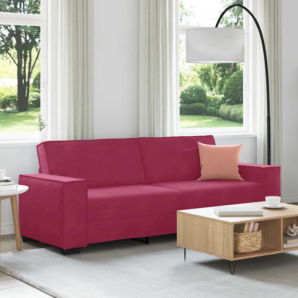 Canapé à 3 places Rouge bordeaux 180 cm Velours