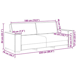 Canapé à 3 places Jaune 180 cm Velours
