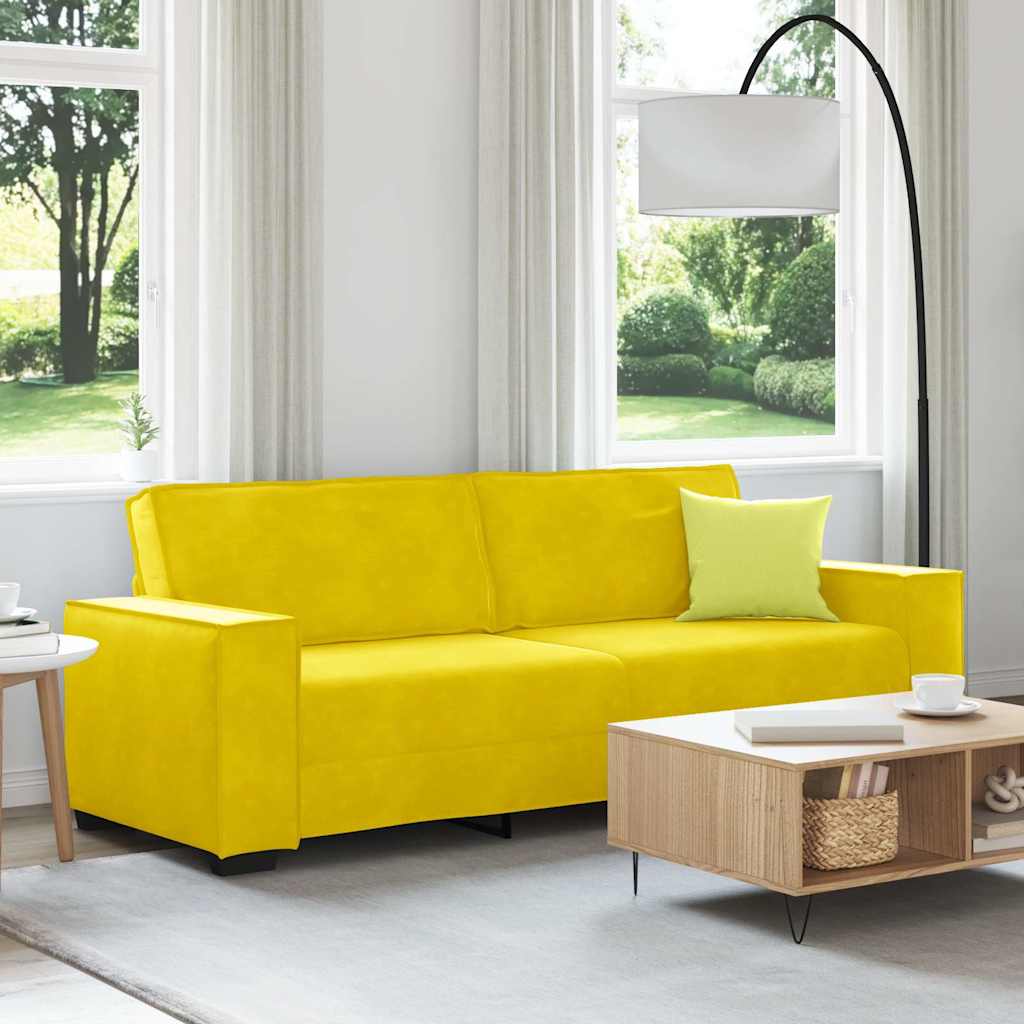 Canapé à 3 places Jaune 180 cm Velours