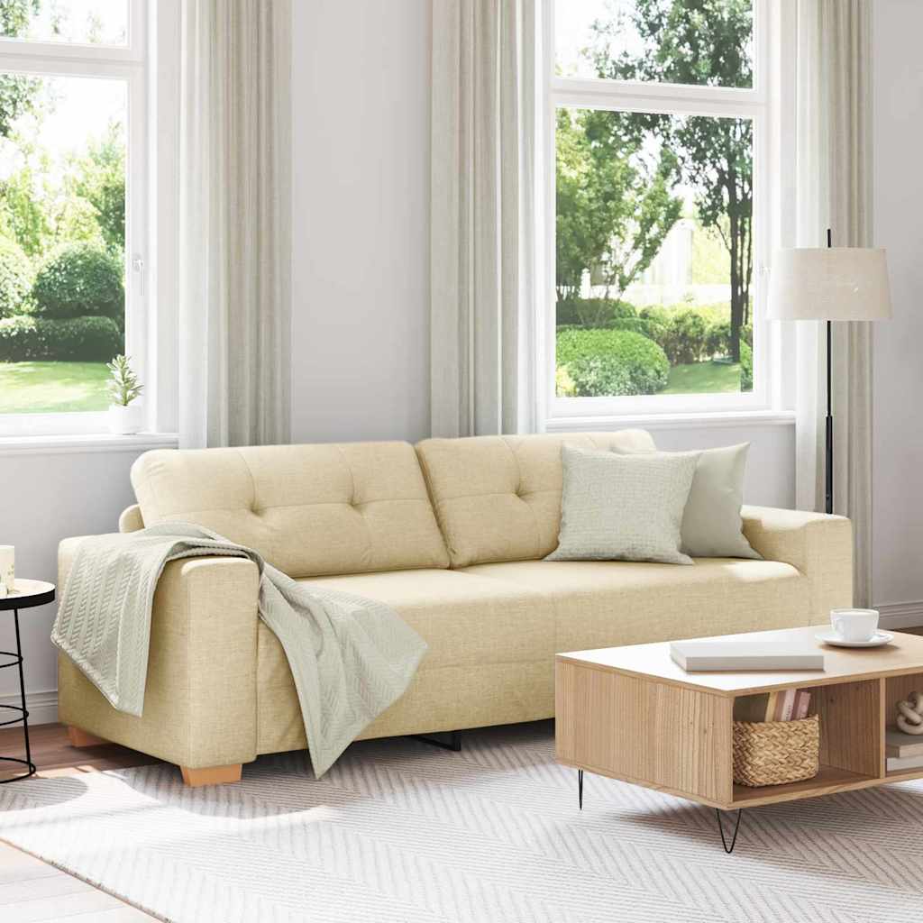 Sofa 3 places avec coussin Crème tissu