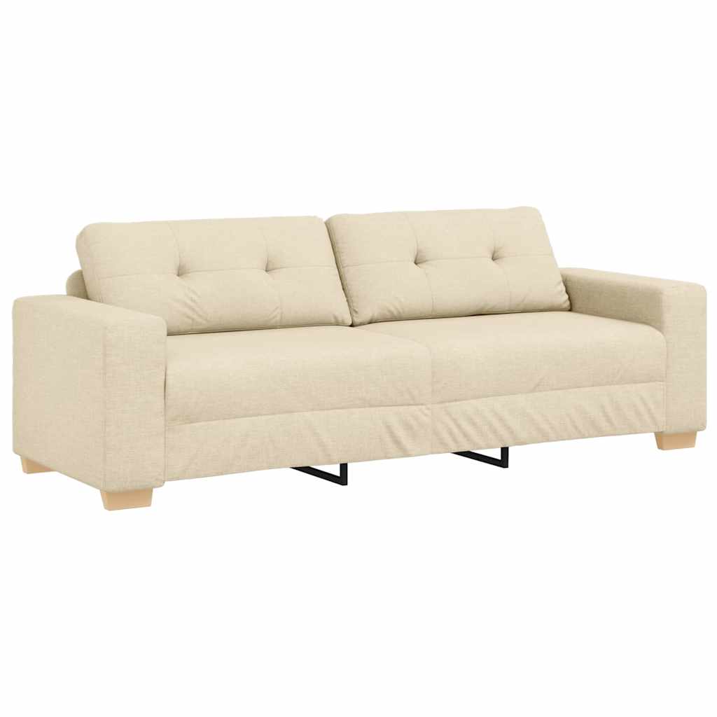 Sofa 3 places avec coussin Crème tissu