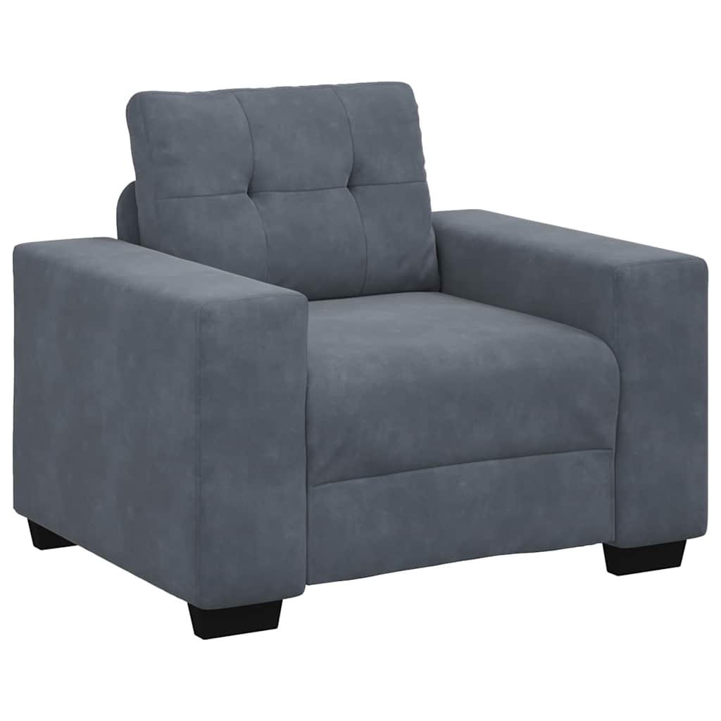 Fauteuil gris foncé 60 cm velours