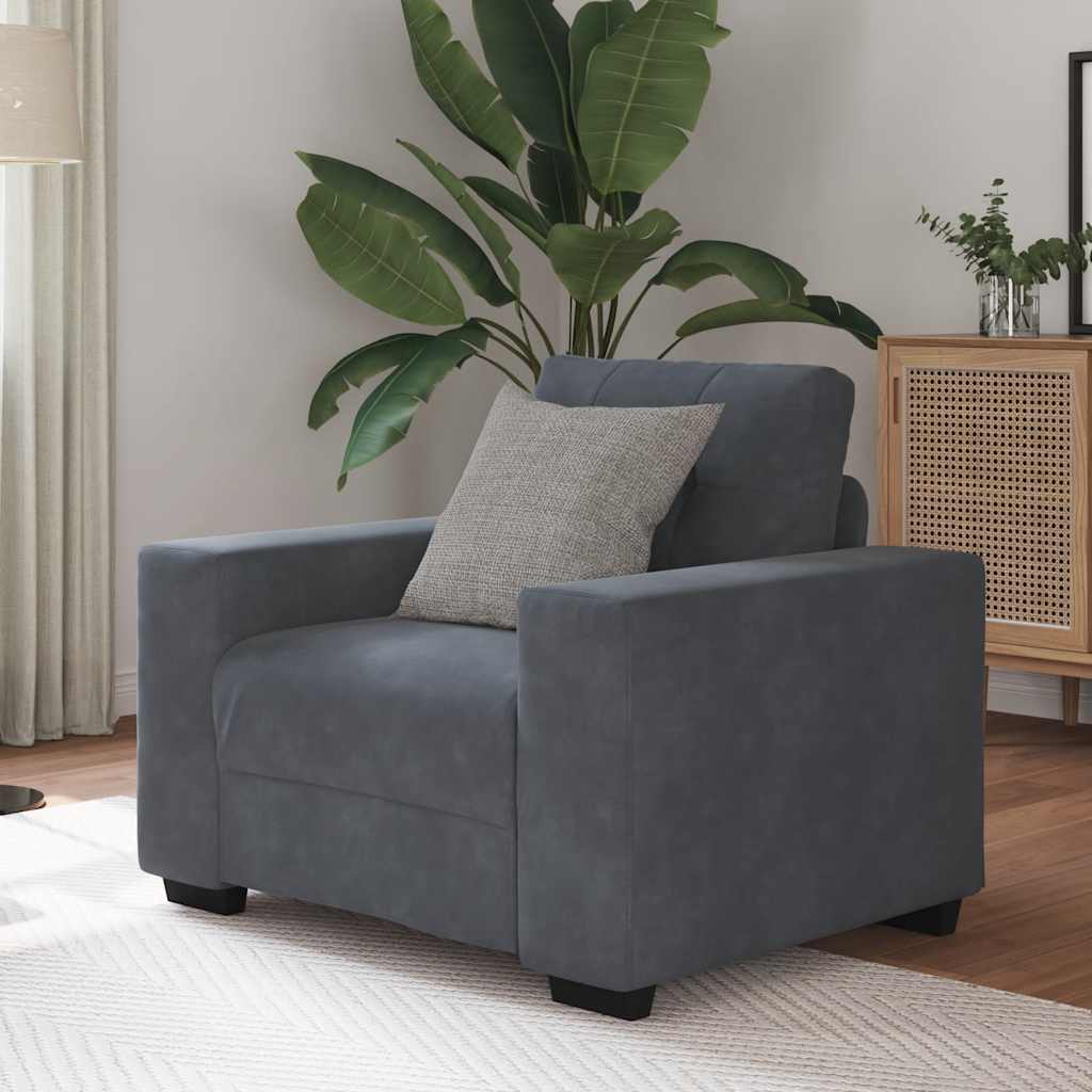 Fauteuil gris foncé 60 cm velours
