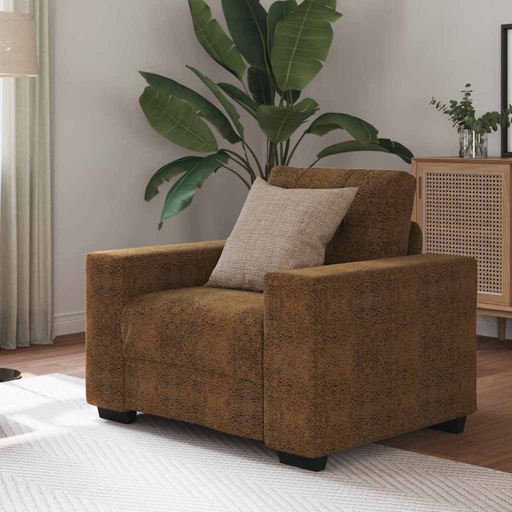 Fauteuil avec coussin Marron Faux cuir et bois