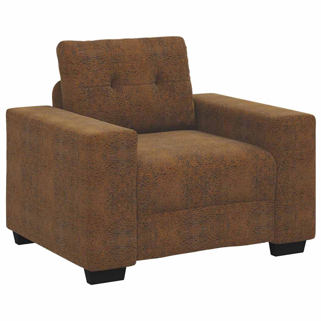 Fauteuil avec coussin Marron Faux cuir et bois