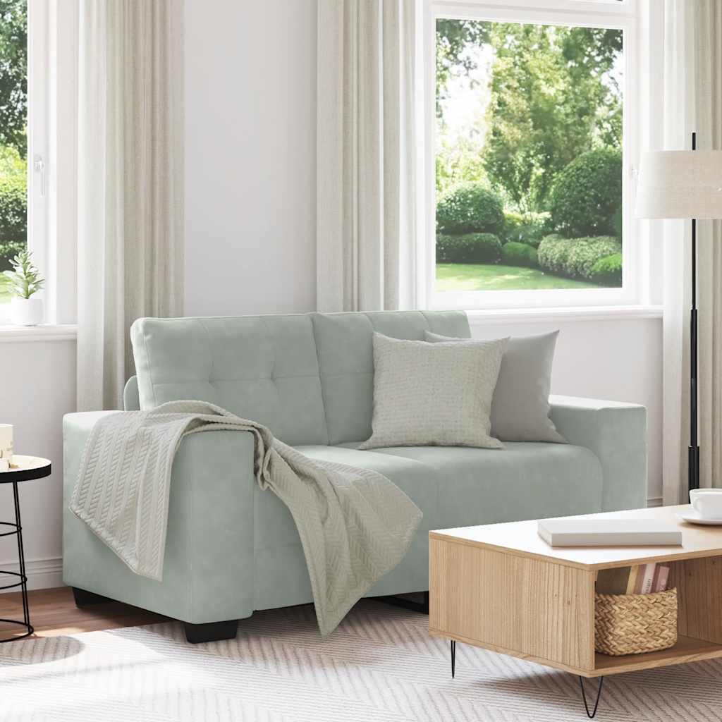 Canapé causeuse gris clair 120 cm velours