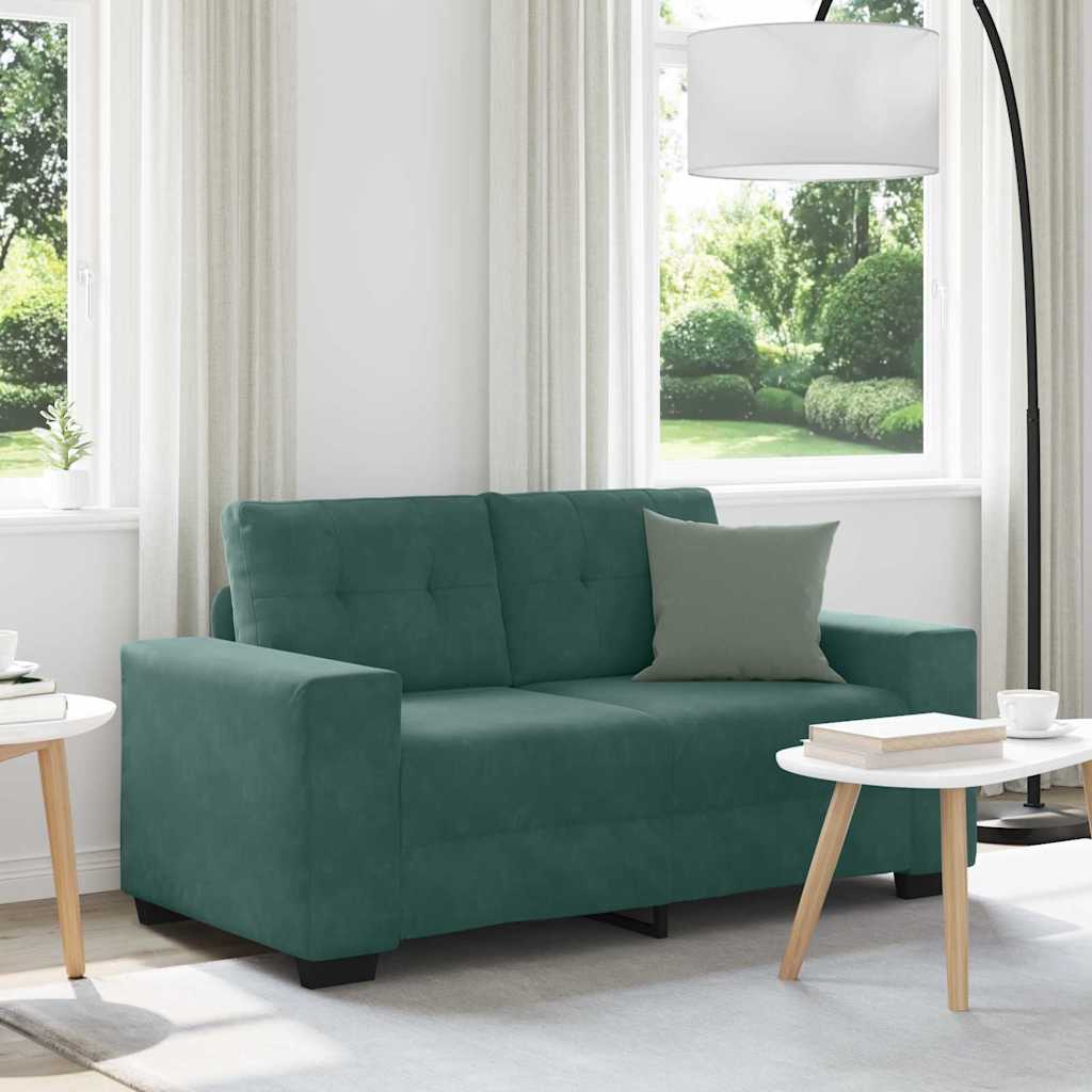 Canapé deux places avec coussin Vert foncé Velours