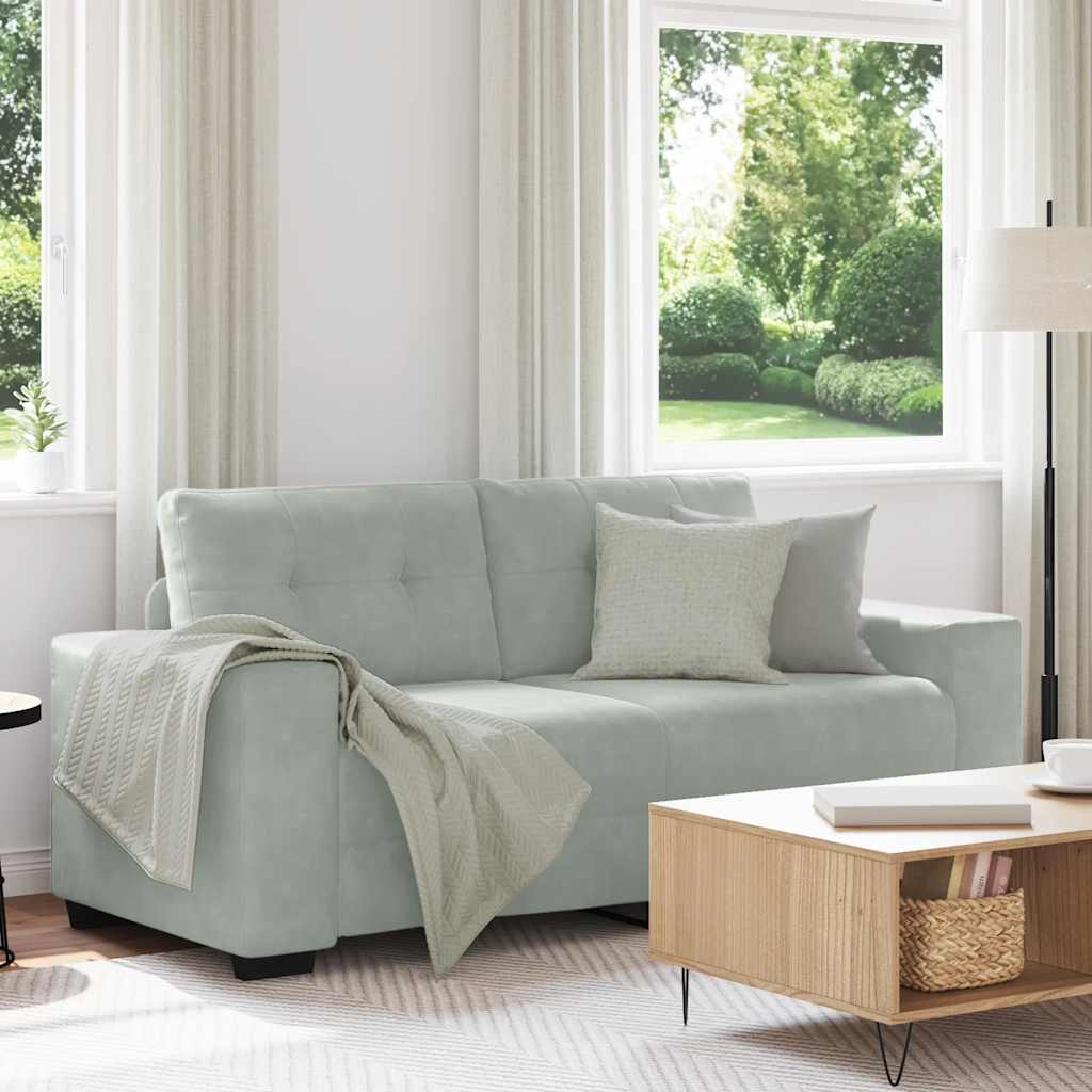 Canapé causeuse gris clair 140 cm velours