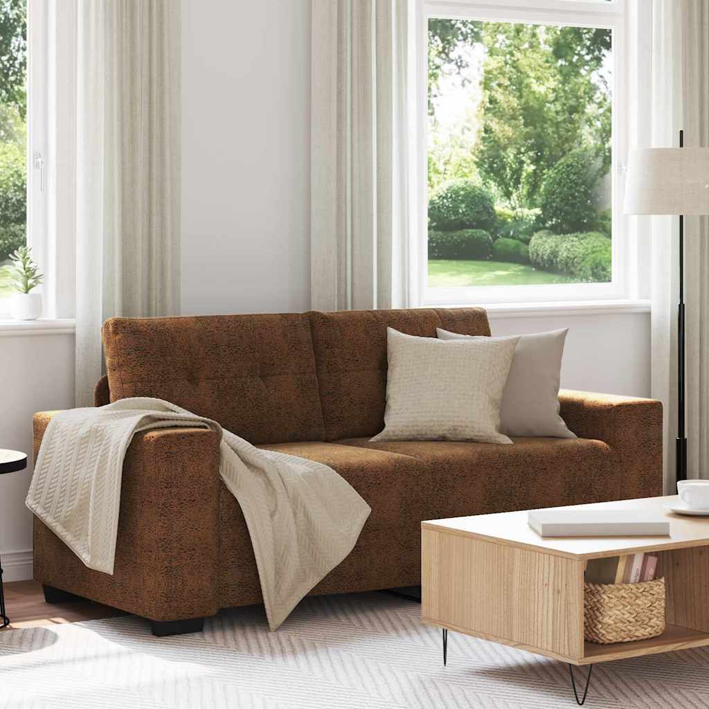 Canapé deux places avec coussin Marron Faux cuir