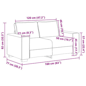 Canapé à 2 places gris clair 120 cm tissu