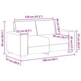 Canapé à 2 places gris foncé 120 cm tissu