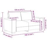 Canapé à 2 places noir 120 cm tissu