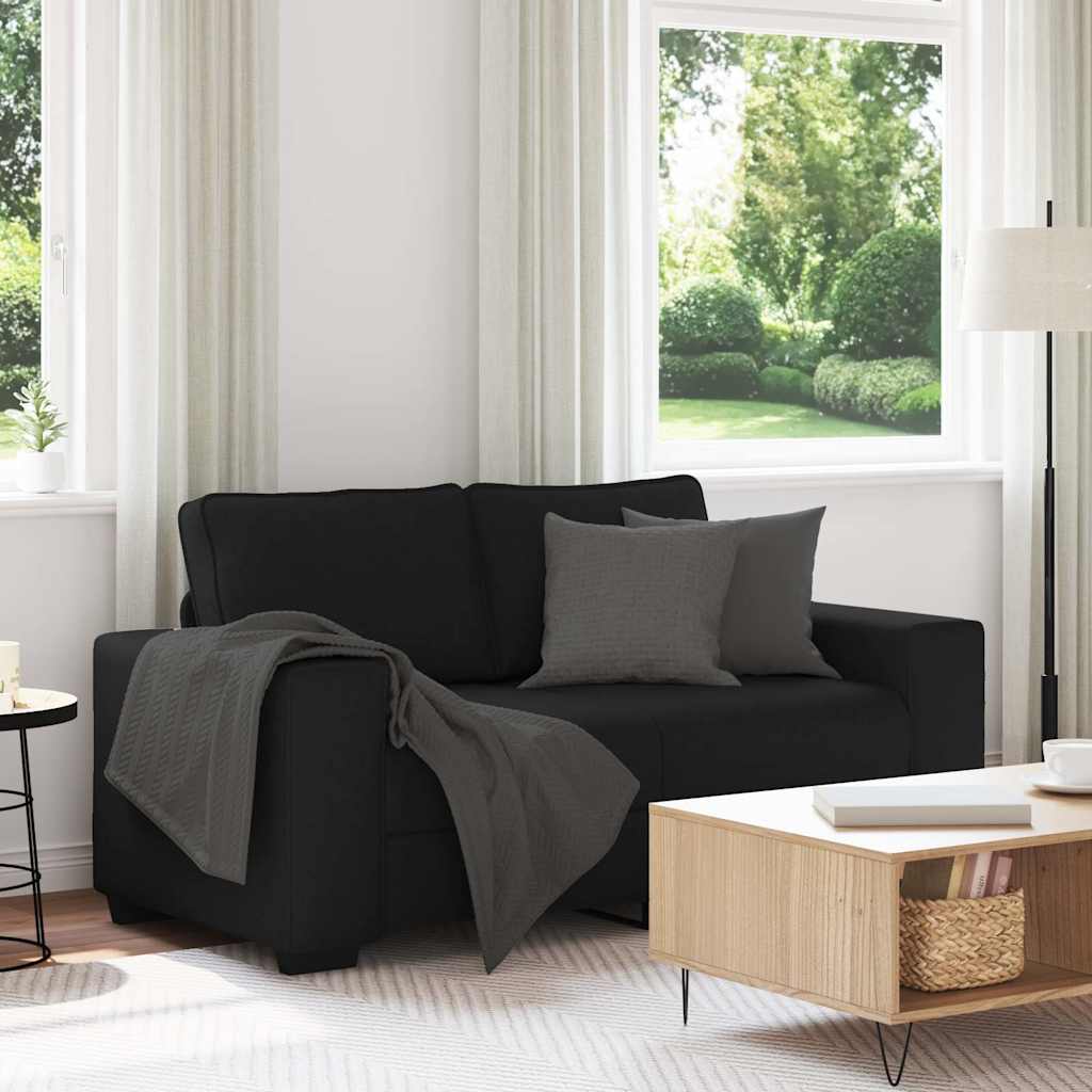 Canapé à 2 places noir 120 cm tissu