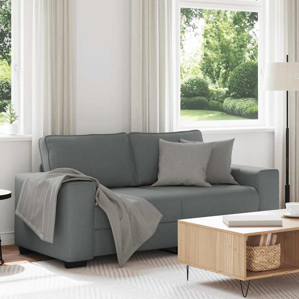 Canapé à 2 places gris foncé 140 cm tissu