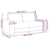 Canapé à 2 places noir 140 cm tissu