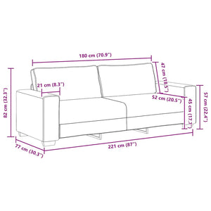 Canapé à 3 places gris clair 180 cm tissu