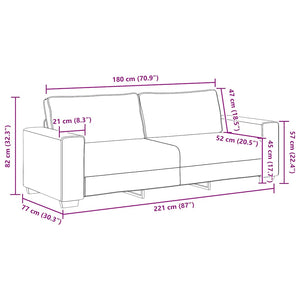Canapé à 3 places gris foncé 180 cm tissu