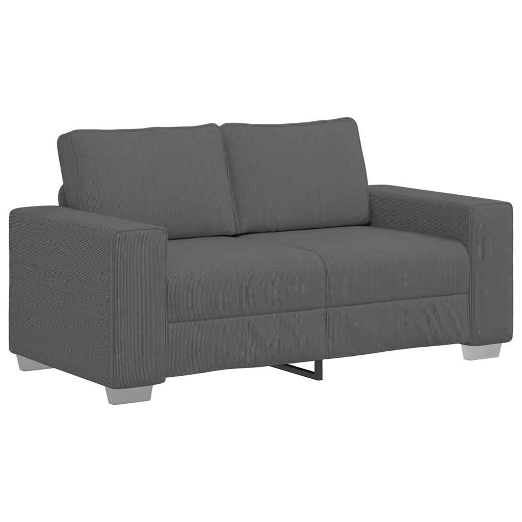 Canapé causeuse gris foncé 120 cm tissu velours côtelé