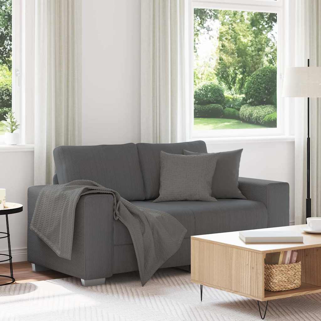 Canapé causeuse gris foncé 120 cm tissu velours côtelé