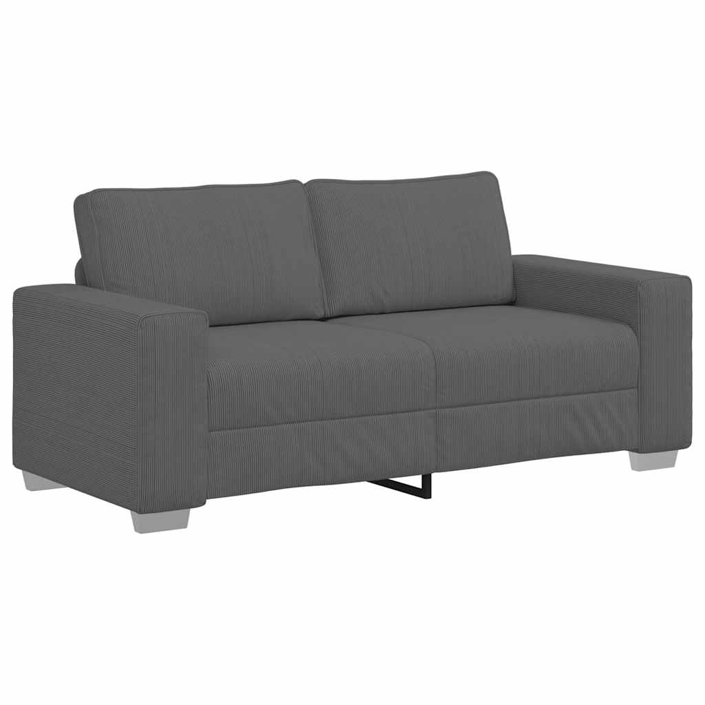 Canapé causeuse gris foncé 140 cm tissu velours côtelé
