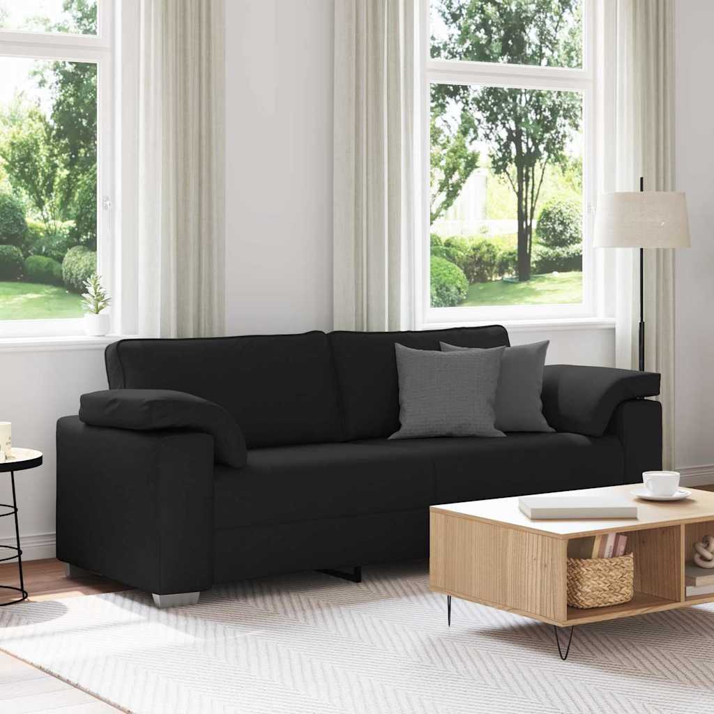 Canapé avec coussin Noir 219 x 77 x 82 cm tissu