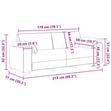 Canapé avec coussin Taupe 219 x 77 x 82 cm tissu