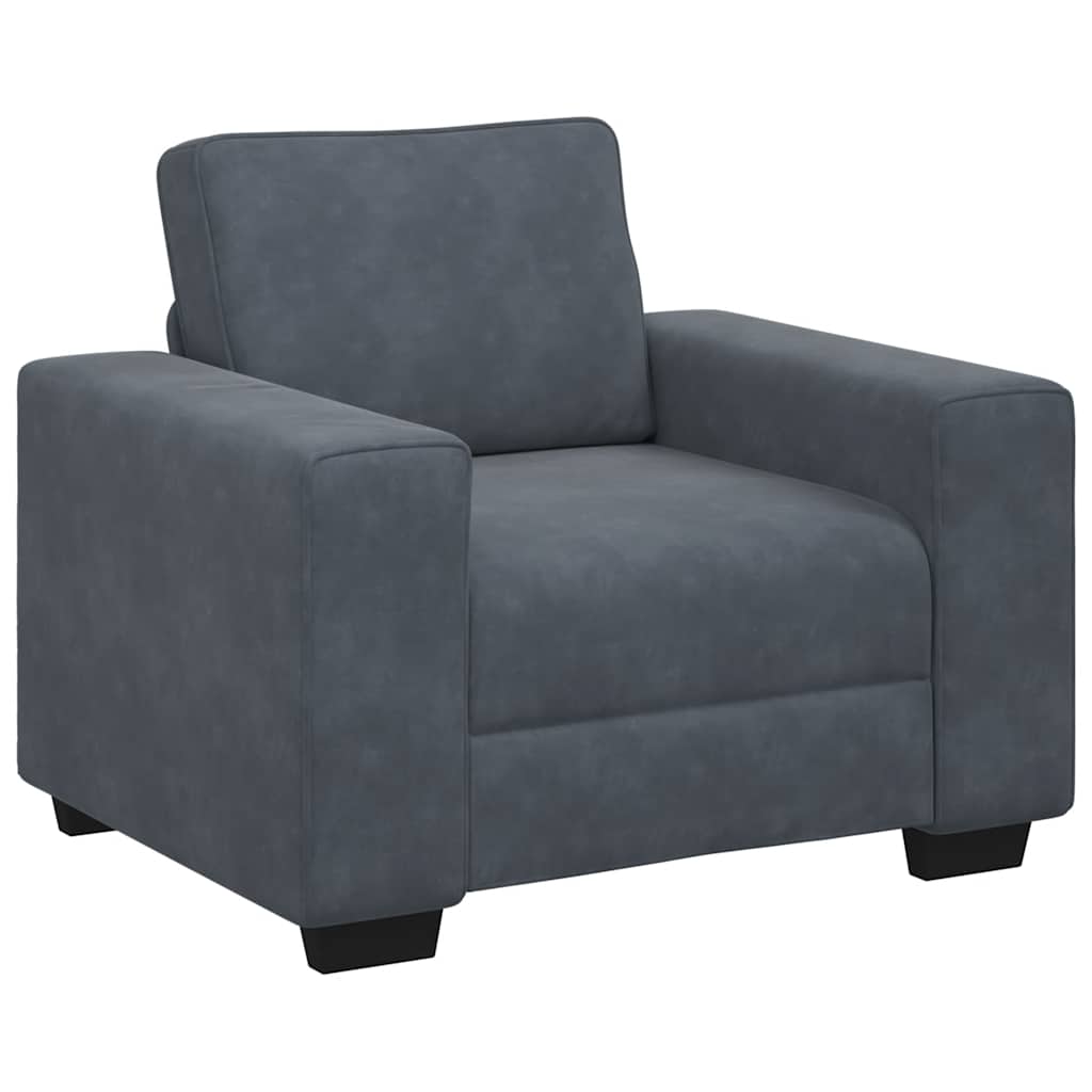 Fauteuil gris foncé 60 cm velours