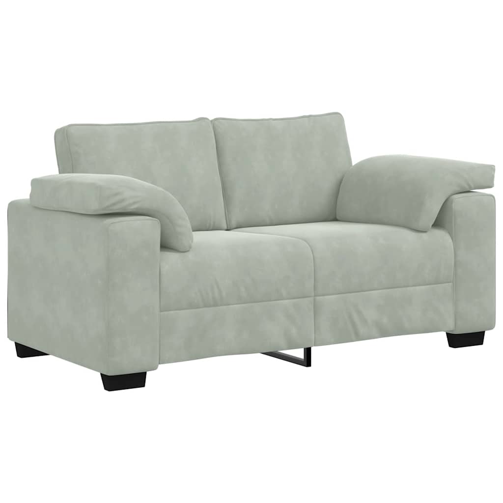 Canapé causeuse gris clair 120 cm velours