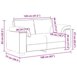 Canapé causeuse gris clair 120 cm velours