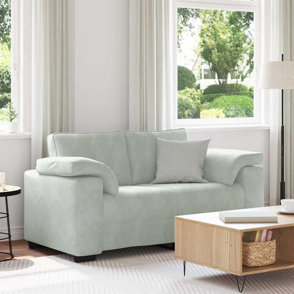 Canapé causeuse gris clair 120 cm velours