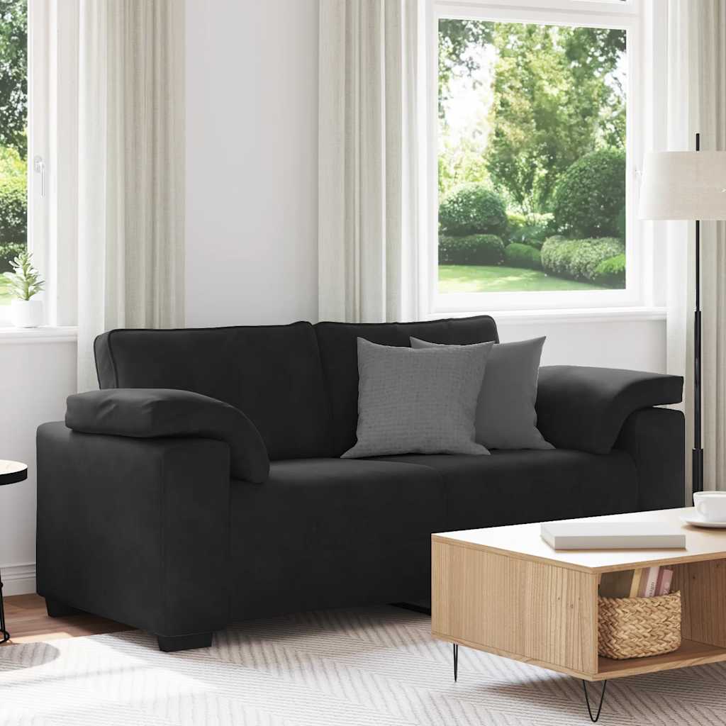 Canapé causeuse noir 140 cm velours