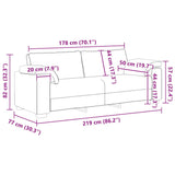 Canapé à 3 places gris clair 178 cm Velours