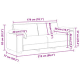 Canapé à 3 places gris foncé 178 cm velours