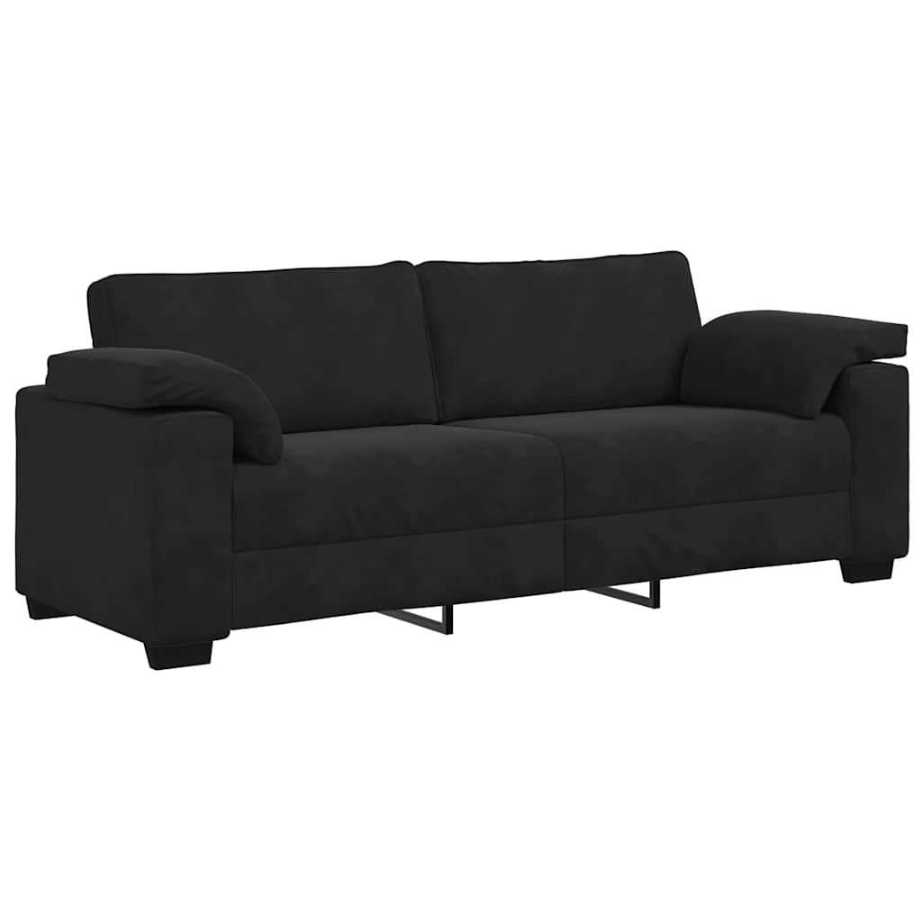 Canapé à 3 places noir 178 cm velours