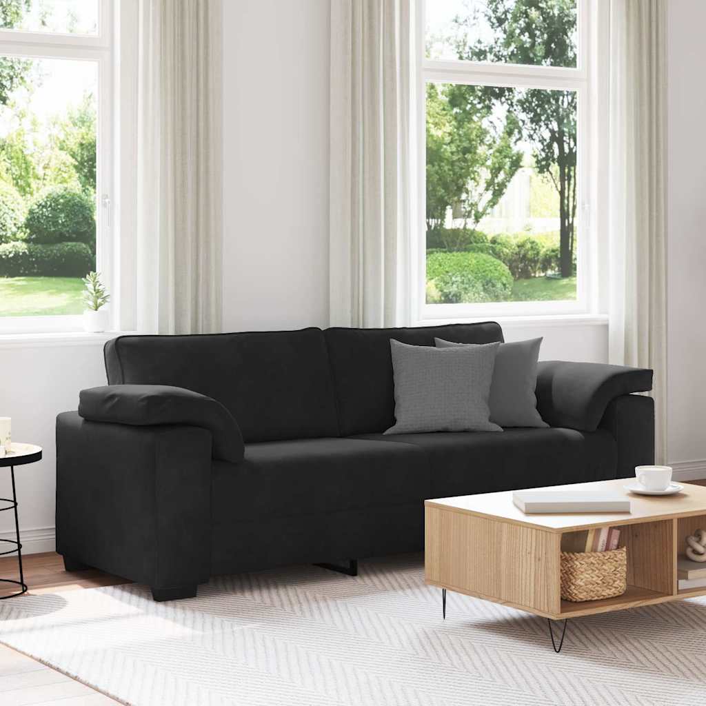 Canapé à 3 places noir 178 cm velours
