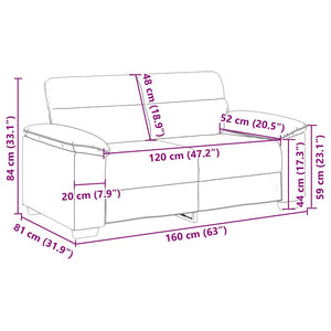 Canapé à 2 places gris clair 120 cm tissu
