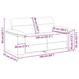 Canapé à 2 places gris clair 120 cm tissu