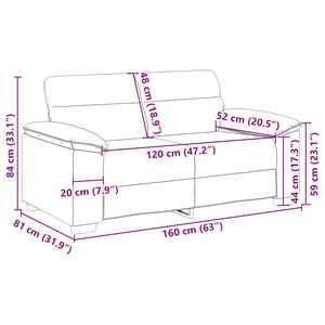 Canapé à 2 places gris foncé 120 cm tissu