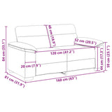 Canapé à 2 places noir 120 cm tissu