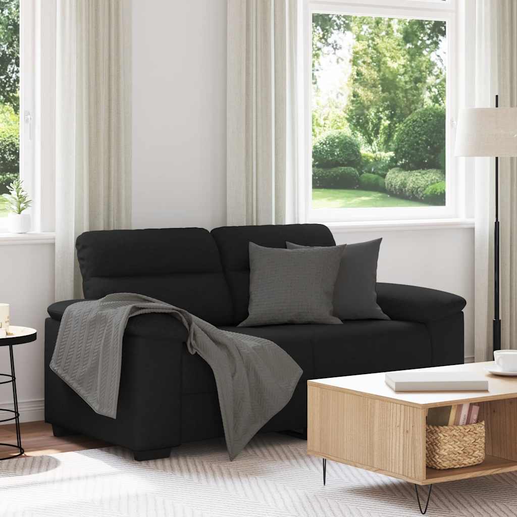 Canapé à 2 places noir 120 cm tissu