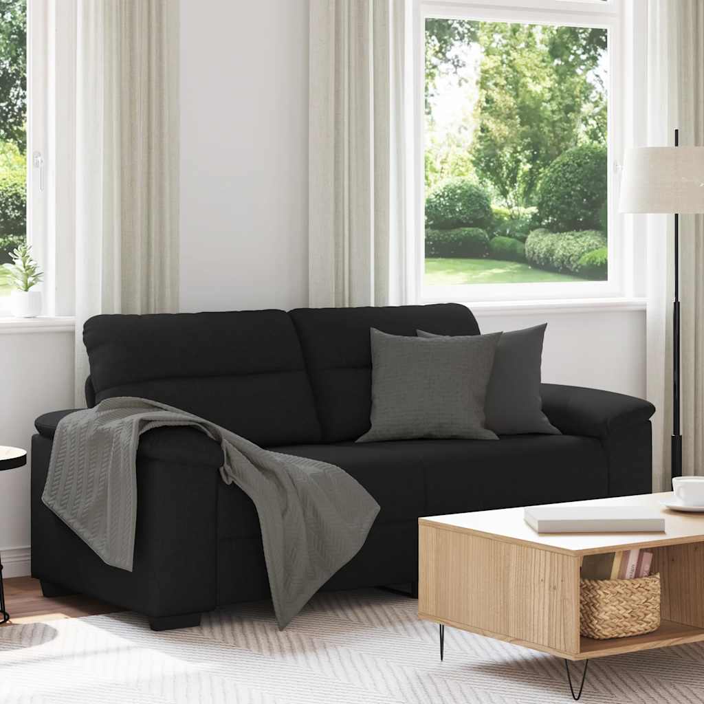 Canapé à 2 places noir 140 cm tissu