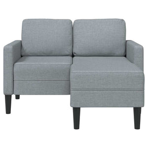 Canapé 2 places avec méridienne en L gris clair 125 cm tissu