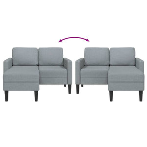 Canapé 2 places avec méridienne en L gris clair 125 cm tissu