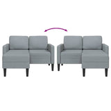 Canapé 2 places avec méridienne en L gris clair 125 cm tissu