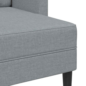 Canapé 2 places avec méridienne en L gris clair 125 cm tissu